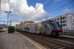 A Hitachi "Rock" EMU departs Sestri Levante for the north